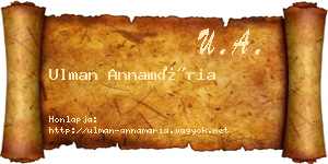 Ulman Annamária névjegykártya